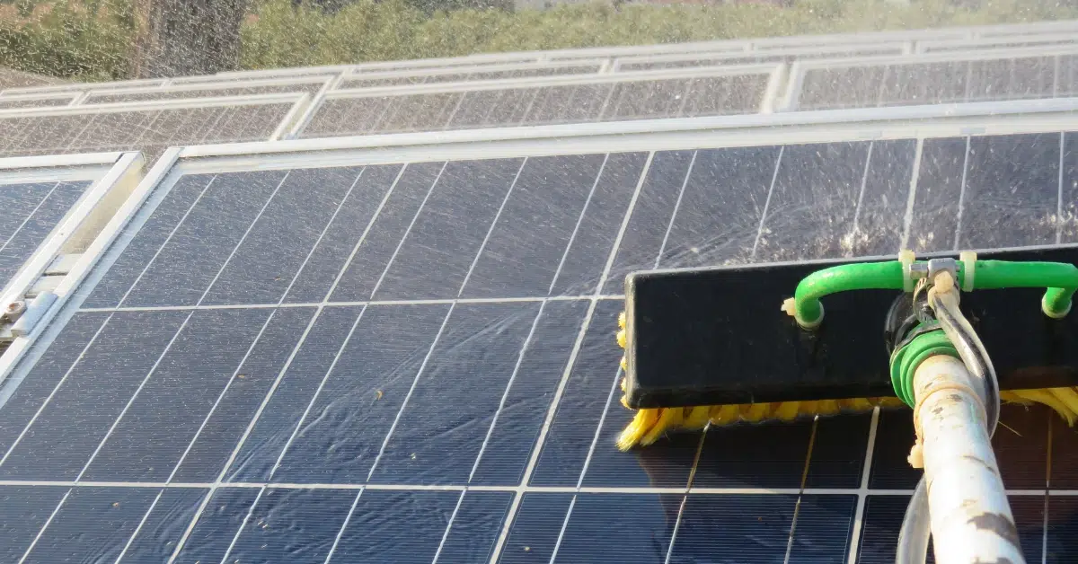 a solar panel cleaning brush viewed from the top 